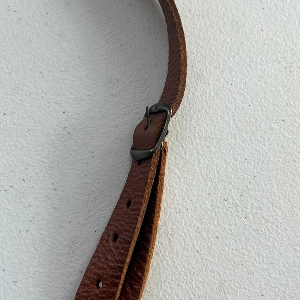 Handcrafted Leather Adjustable Shoulder Bag Tooled Floral Patterns - Picture 6 of 14